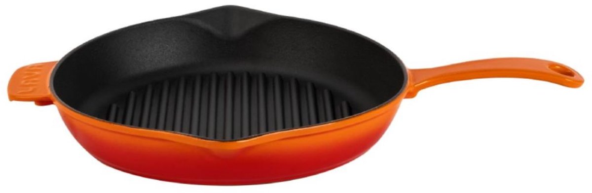 LAVA Geëmailleerde Gietijzeren Grillpan - Ø 28 cm - Met Grillribben - Alle Warmtebronnen