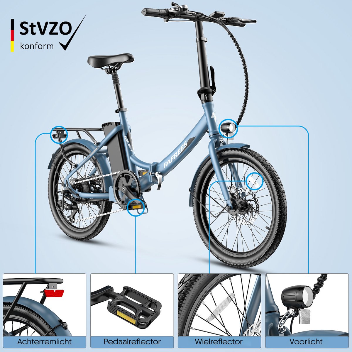 Fafrees F20 Light Elektrische Vouwfiets - 20 Inch City E-bike - 36V 20Ah Batterij - Tot 100km Bereik - Shimano 7-Versnellingen - Schijfremmen - Opvouwbaar - werkverkeer thumbnail 3