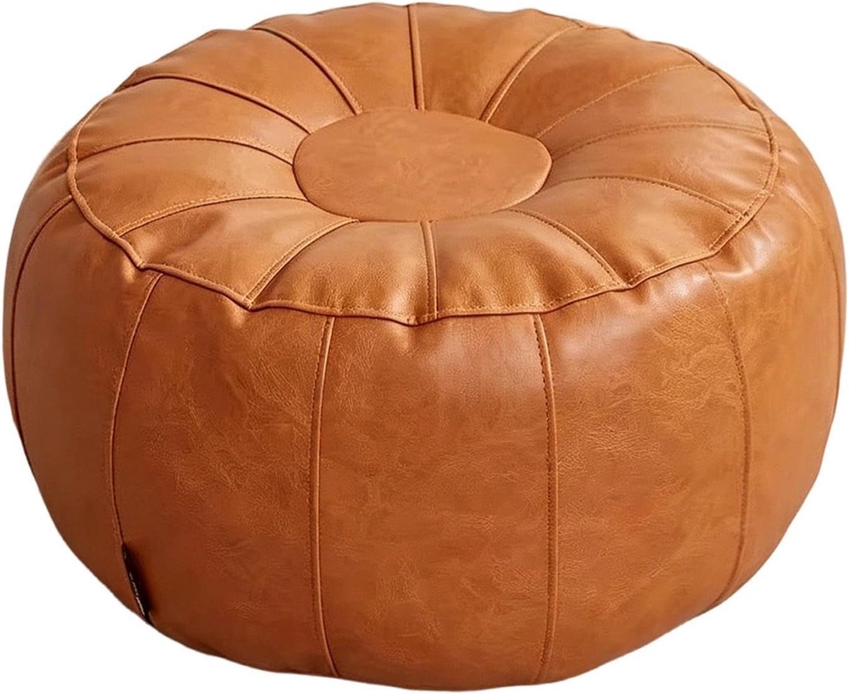 Poefhoes - Voetsteunhoes Kussen - Opbergen en Zitten - Pompoenvorm Ontwerp - 40 Cm Doorsnede - Oranje