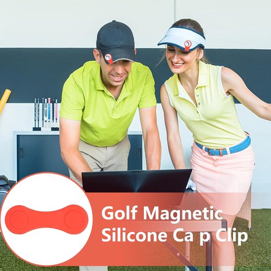 Golfbal Marker Hoed Clip - Magnetische Klem - Sportieve Accessoires - Antislip Magnetische Grip - 8.5 x 3 cm - Rood — afbeelding 2