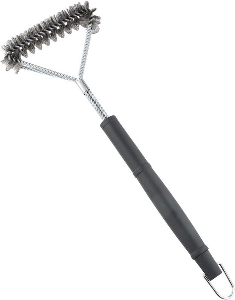 Grillborstel - Reinigingsborstel - Roestvrij staal - Barbecue - 44,5 cm - Geschikt voor BBQ - Zwart