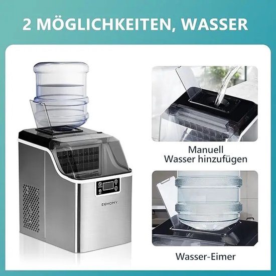 ITRONIQ IJsblokjesmachine 20,5 KG/24U - Zelfreinigende IJsmachine - 24 IJsblokjes in 13 Minuten - Timer - LCD Display - Zilver — afbeelding 5