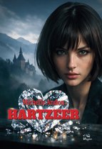 Boekomslag met een vrouw en een diamant. 'Michelle Andon HARTZEER' staat op de diamant.