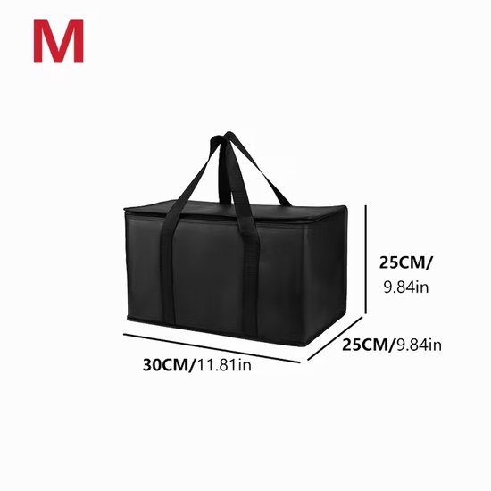 Isolerende Koeltas- Zwart - Maat M - Groot & Opvouwbaar - Met Rits & Handvatten - Voor Boodschappen, Kamperen, Reizen, Picknick van Vrients Essentials — afbeelding 4