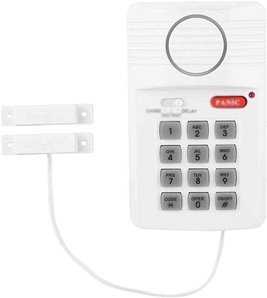 Deuralarm Systeem - Toetsenbord Alarm - Huis Beveiligen - Met Paniekknop - 13.3 cm - Wit