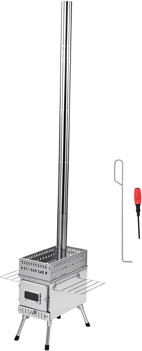 Draagbare Houtkachel - Opvouwbare Kachel Tentkachel - Kamperen Koken - Met Saunasteenbox - 420 x 345 x 220 mm