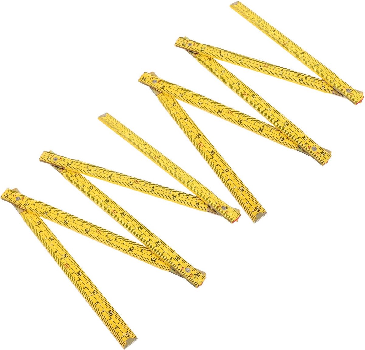Houten Vouwliniaal - Vouwliniaal Timmerlieden - Houtbewerking Meten - Dubbele Schaal - 100 cm - Geel