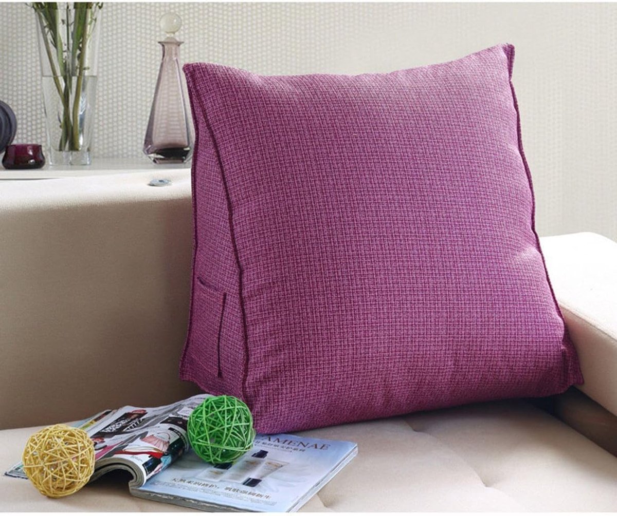 Leeskussen Rugsteun - Bankkussen Steunkussen - Ontspannen Lezen - 360 Graden Ondersteuning - 55 x 32 x 55 cm - Paars