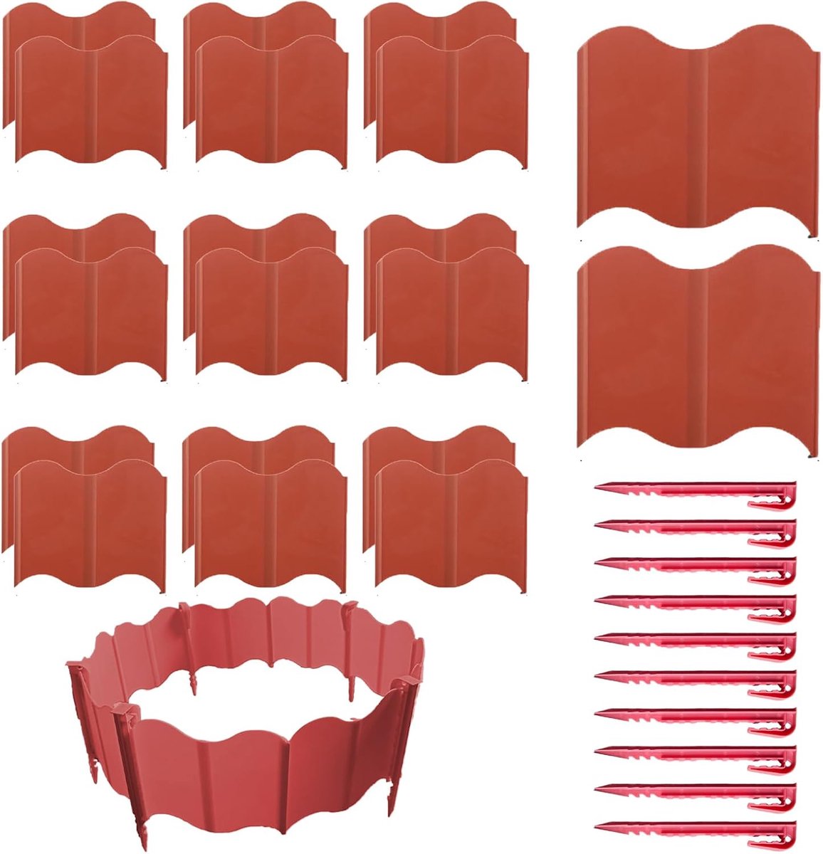 Bloembedranding Tuin - Decoratieve Omheining - Tuinrand Creëren - Weerbestendig ABS - 20 Hekken - Rood