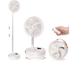 LISM - 10000mAh draagbare zwenkventilator, opvouwbare oplaadbare staande ventilator, 4 snelheden, aromadiffuser, drielaags nachtlampje, stille warmteafvoer, Geschikt voor kamperen, reizen, kantoor en slaapkamer.