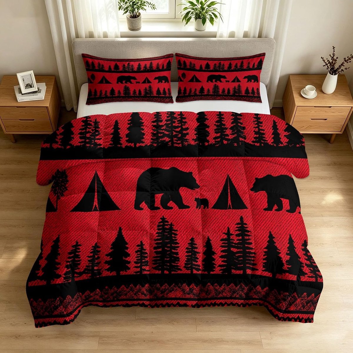 Campingdekbed - Dekbedset - Kamperen - All-in-one design - 135 x 200 cm - Rood