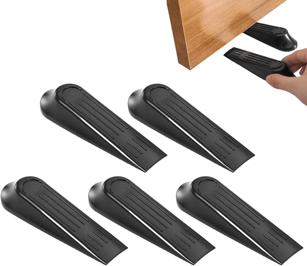 Deurstopper Rubber - Deurwig Set - Deuren Blokkeren - Installatie Zonder Gereedschap - 5 Stuks - Zwart