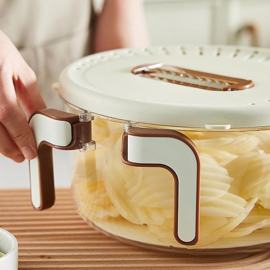 Fruit Wasbak - Uitlekbak Schaal - Maaltijd Bereiden - Opklapbaar Handvat - 22 cm - Koffie — afbeelding 2