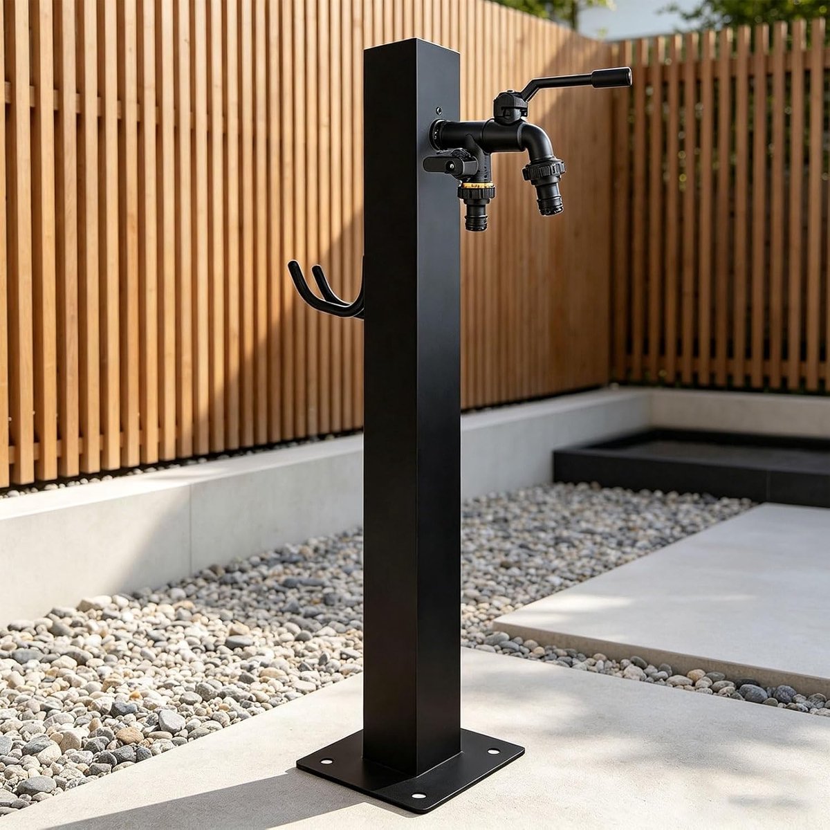 Verticale Tuinzuil - Buitenwaterkraan - Tuin Irrigatie - Dubbele Kraan - 75 cm - Zilver