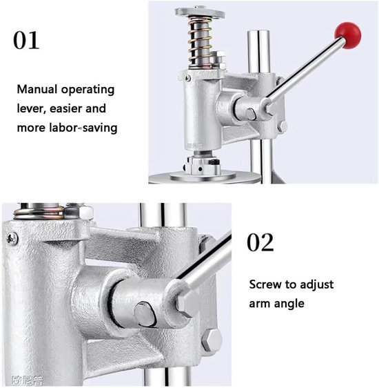 Deegpersmachine - Pizzadeeg Maker - Taart Deeg - Verstelbare Dikte - 12cm Diameter - Zilver — afbeelding 2