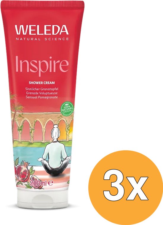 Weleda Inspire Shower Cream met sensuele granaatappel, 200ml.