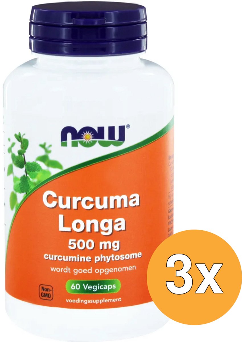 3x Now Curcuma Longa 500 mg (60 vega capsules)