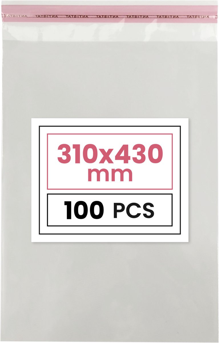 Plastic zakjes met plakstrim - 31x43 cm - transparant - 100 zakken