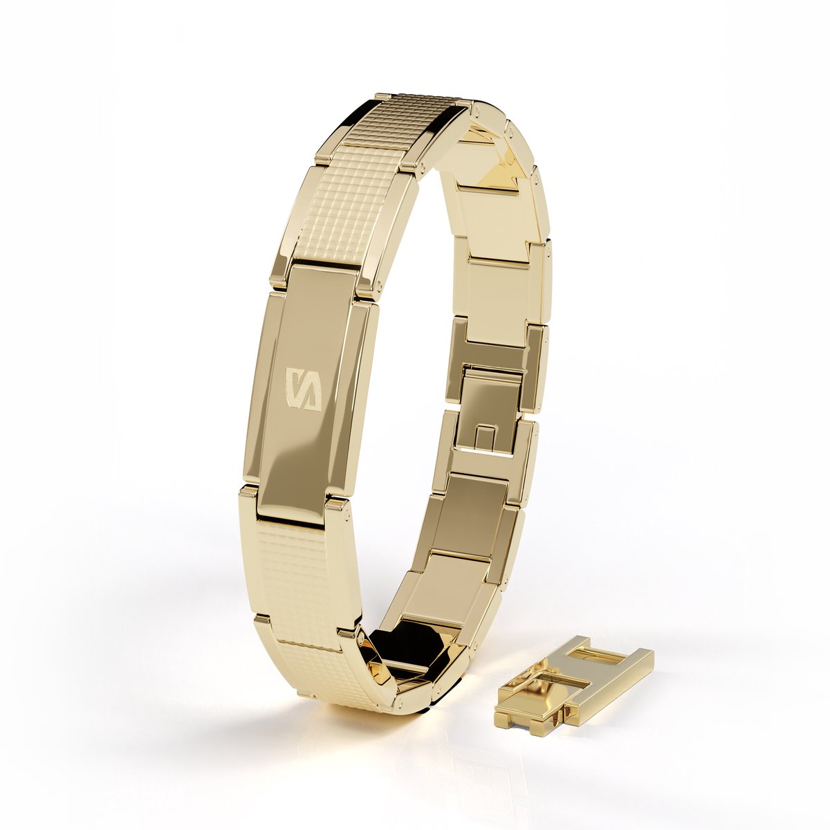 SERASAR | Premium roestvrijstalen armband voor heren [Impact] | 316L chirurgisch staal | Waterdicht | Veilige sluiting | Goudkleurig, 23 cm | Inclusief sieradendoosje