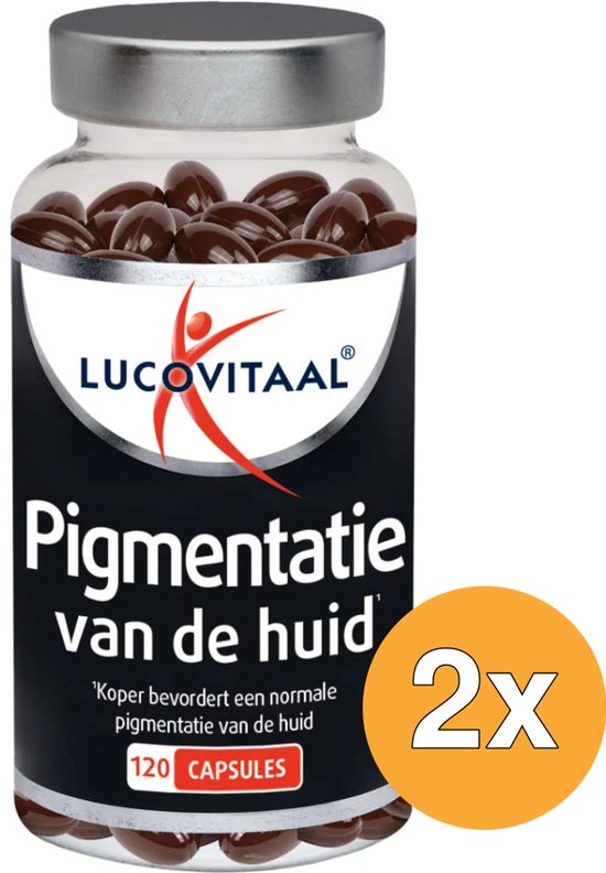Lucovitaal Pigmentatie van de huid, 120 capsules in een doorzichtige pot. 2x verpakking.