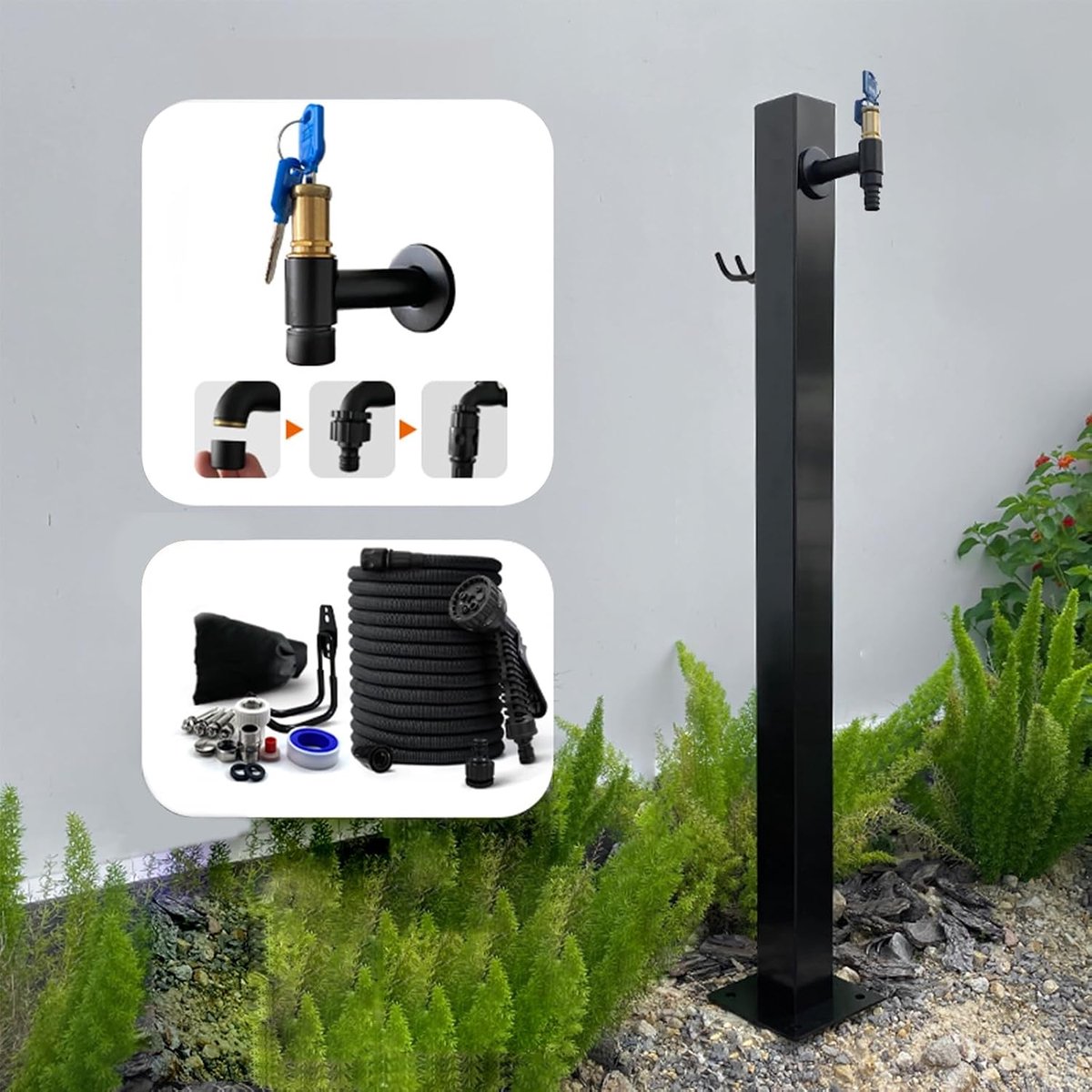 Water Kolom - Buiten Kraan - Tuin Water Geven - Vorstbestendig Ontwerp - 95 cm Hoog - Zilver