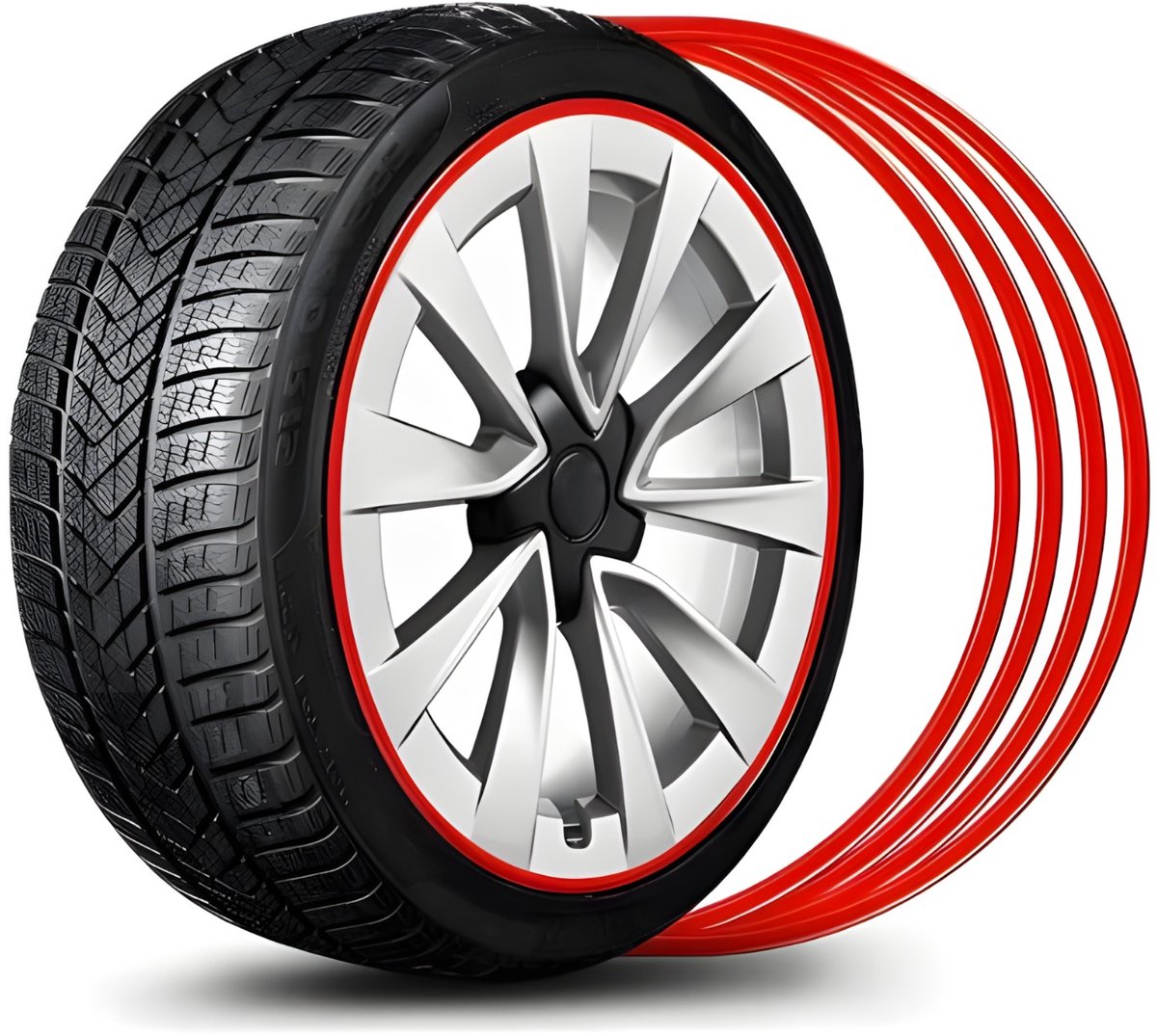 Wieport 20 inch Lichtmetalen Velgbeschermer - Wielbeschermer - 4 Stuks - Rood