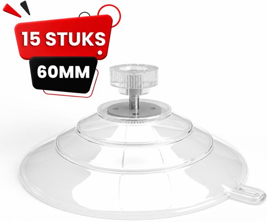 15 x Ventouse 60 mm avec pas de vis M4x10 + écrou transparent