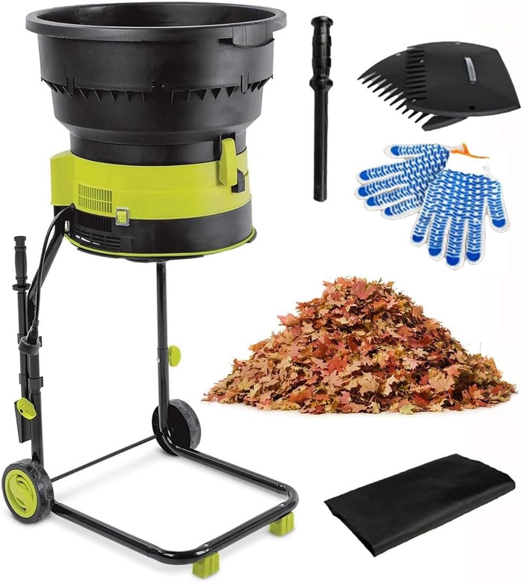 Elektrische Bladhakselaar - Compostbreker Tuin - Tuinafval Verwerken - Mesloos Nylon Draad - 2500 Watt Motor - Zwart