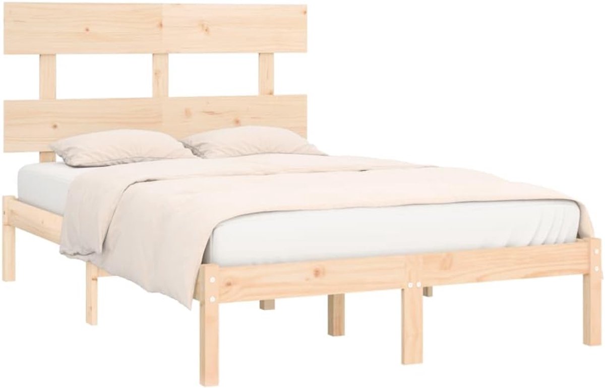 Houten Bedframe - Ledikant - Slaapkamer Inrichten - Massief Grenenhout - 120x200 cm - Naturel