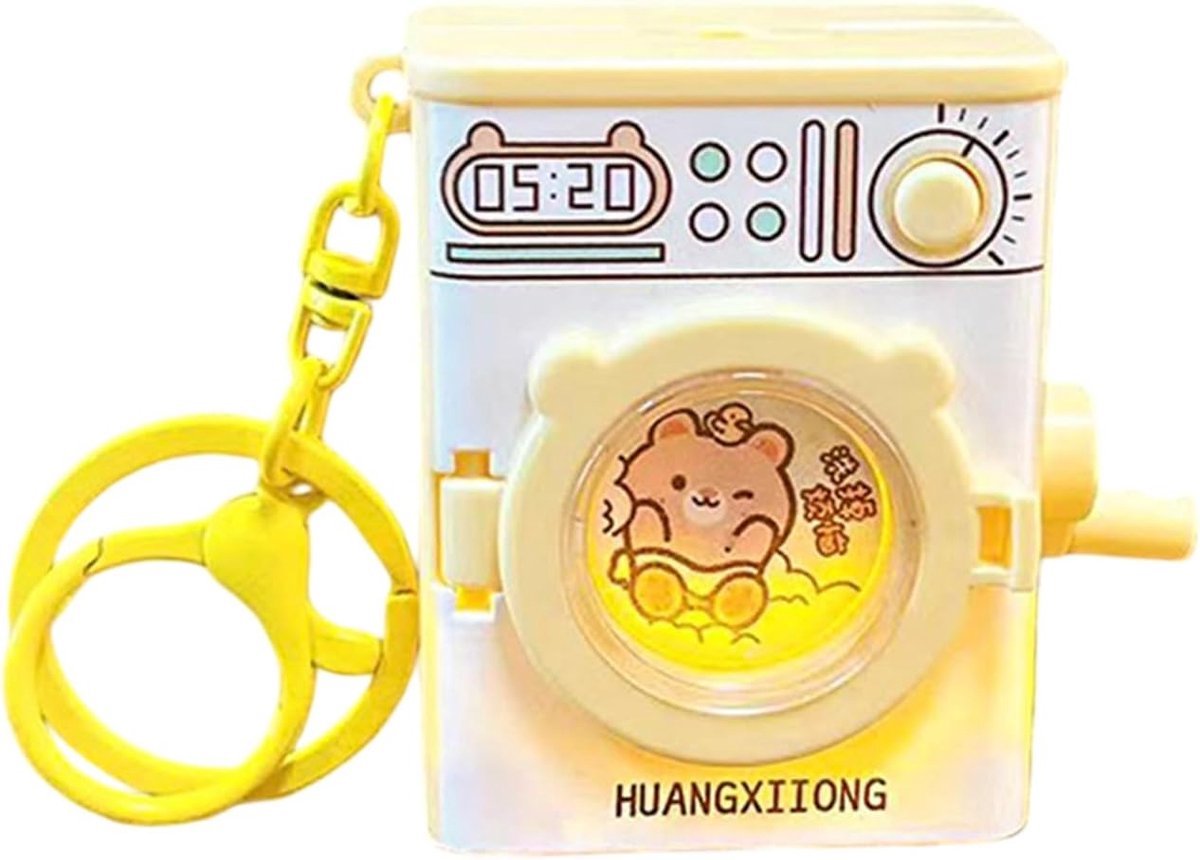 Wasmachine Sleutelhanger - Miniatuur Speelgoed - Stress Verlichter - Geluid en Licht - 5.4 x 4 cm - Blauw