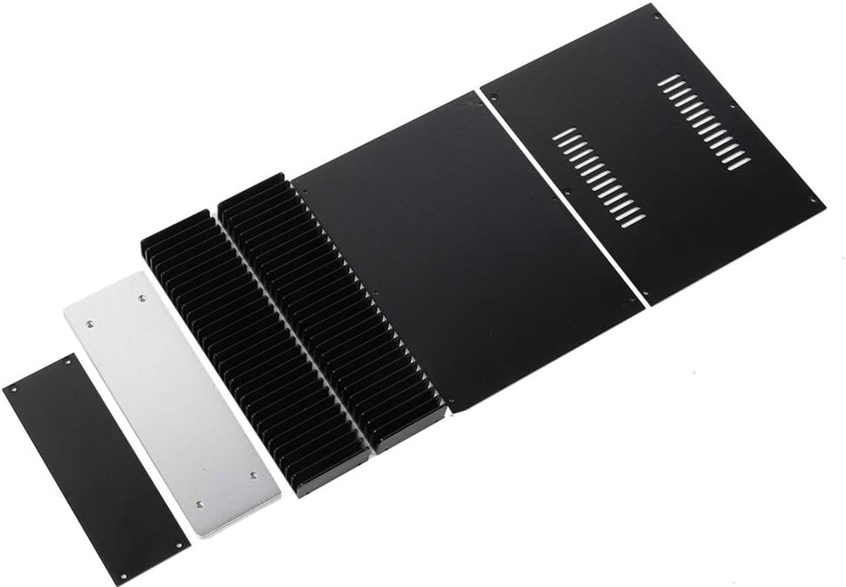 Versterkerbehuizing Aluminium - Audio Huisvesting - Audio Componenten Beschermen - Elektromagnetische Afscherming - 35 x 24 x 7 cm - Zwart
