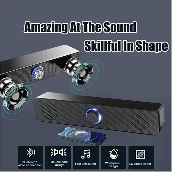 Soundbar Bluetooth - Draadloze Luidspreker - Films en Games - 3D Surround Sound - 200-299W - Zwart — afbeelding 2