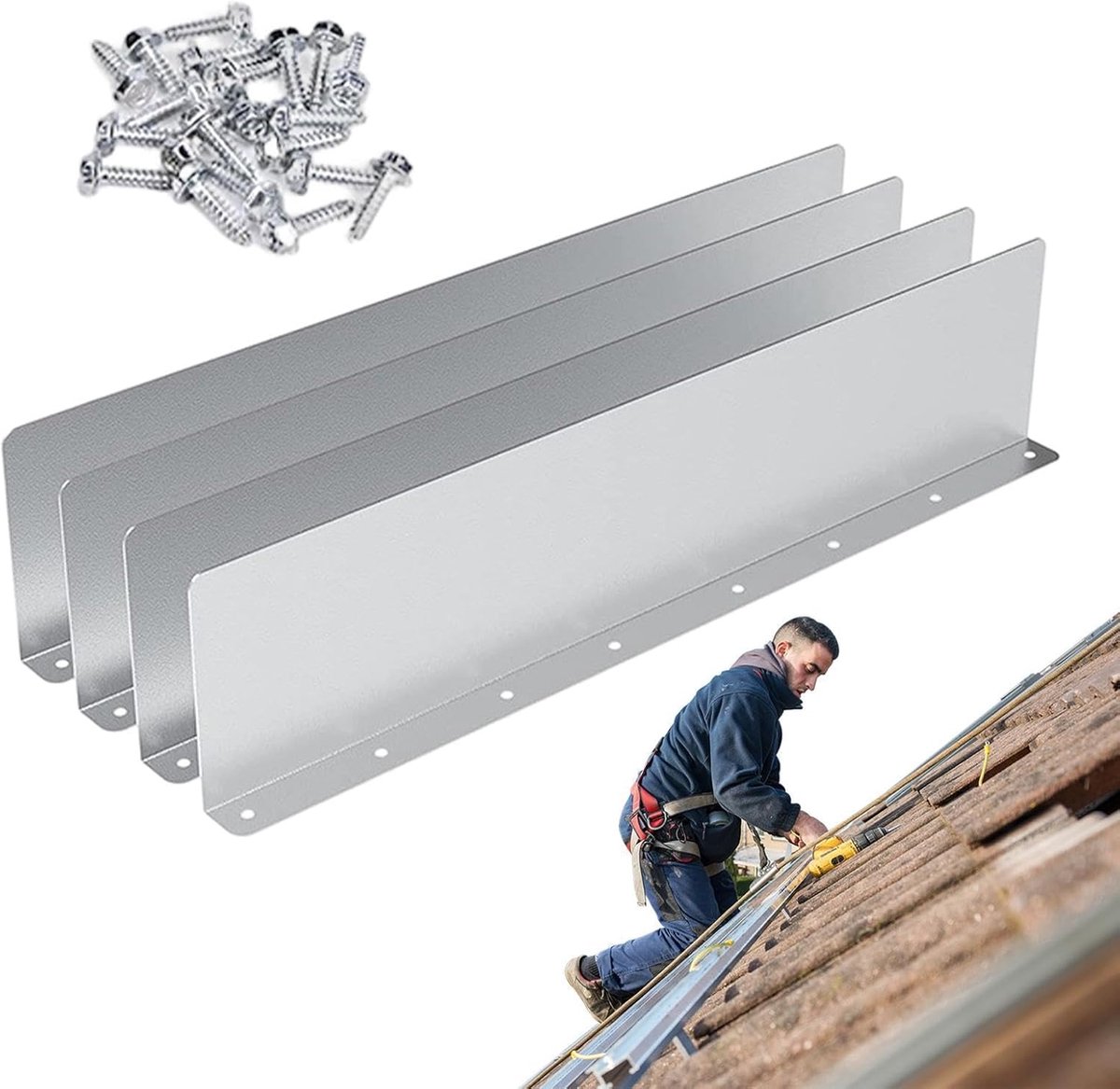 Dakgoot Bescherming - Regenomleiding Set - Voorkom Waterschade - Duurzaam Aluminium - 4 stuks - Aluminiumkleur