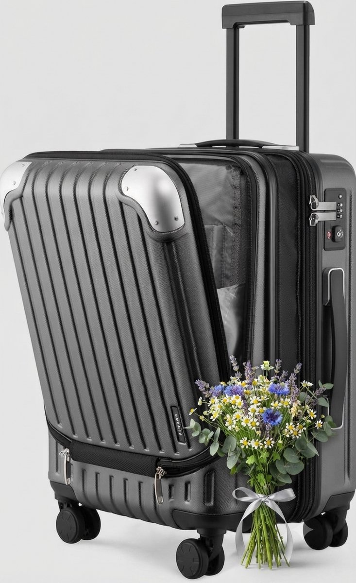 Livatto Lichtgewicht Koffer Hard Shell ABS+ PC Bagage met 4 Spinner Wielen en TSA Slot, 20 Inch Handbagage, 55 cm, 42 L, Grijs