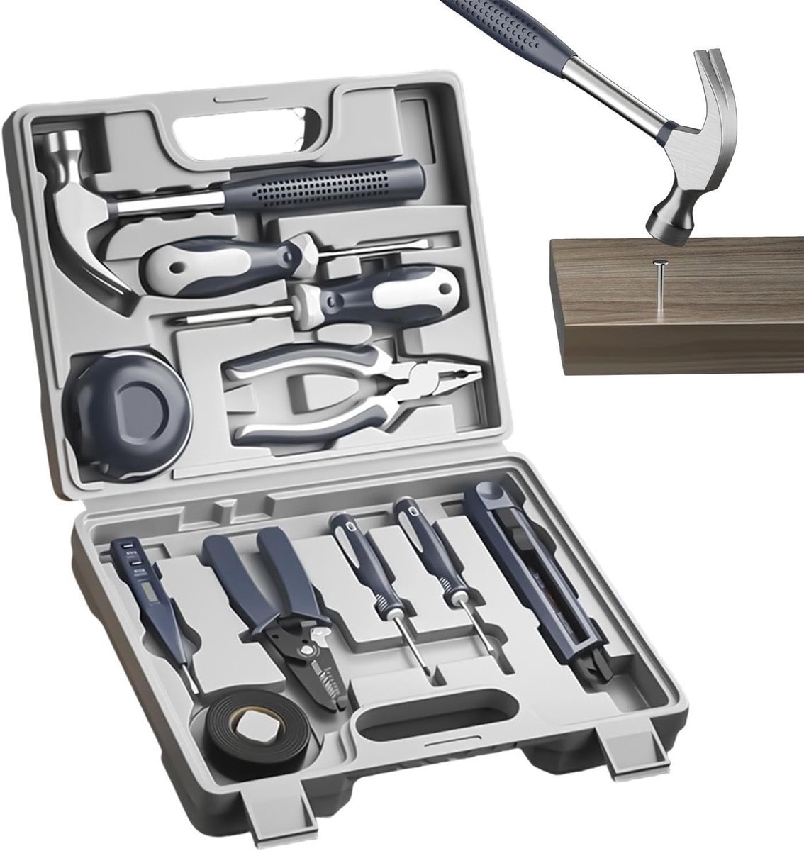 Studenten Gereedschapsset - Mini Hardware Set - Thuis Reparatie - 11-delig Draagbaar - Opbergdoos - Enkel Attribuut