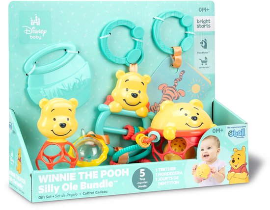 DISNEY BABY - WINNIE - Geboortecadeauset voor baby's - 5 speeltjes, waaronder 1 bijtspeeltje Winnie en O-bal, rammelaar en kinderwagenhanger van Disney — afbeelding 3