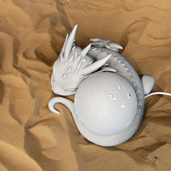 Draken Speaker Houder - Smart Speaker Accessoire - Bureau Decoratie - 3D Geprint Ontwerp - 20.5 cm Lengte - Transparant — afbeelding 4