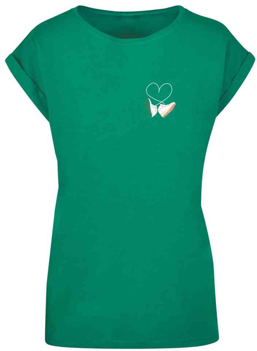 Mister Tee Kicks Love Extended Shoulder Dames Tshirt L Donkergroen
