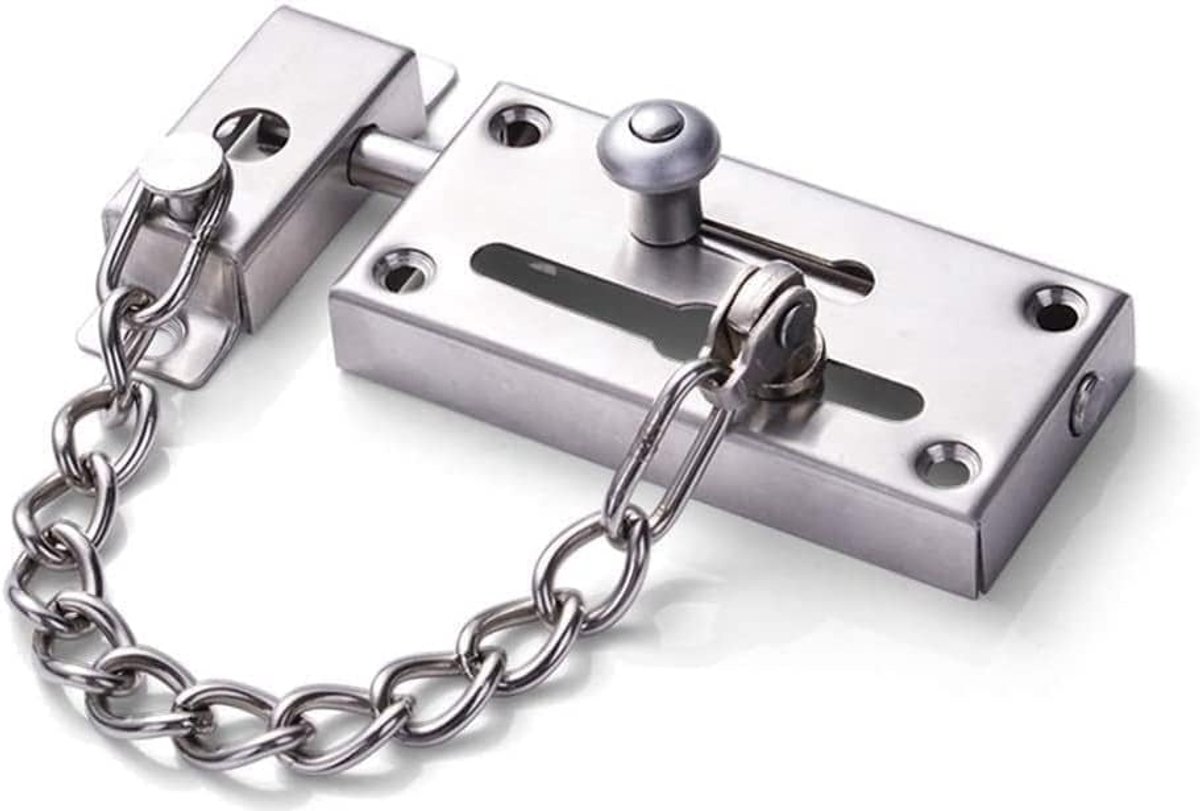 Deurketting Beveiliging - Veiligheidsketting Deur - Extra Beveiliging - Verstelbare Sluitplaat - 2 inch Ventilatie - Zilver