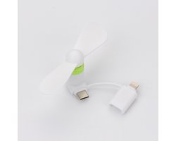 2-in-1 Telefoonventilator - 2 Stuks - Mini Ventilator Set voor Smartphone -Handventilator - Draagbare Waaier Handwaaier - Hand Fan Draadloos - Geluidloos Ventilator - Geschikt voor iPhone-telefoons/ type C - Zwart+Wit