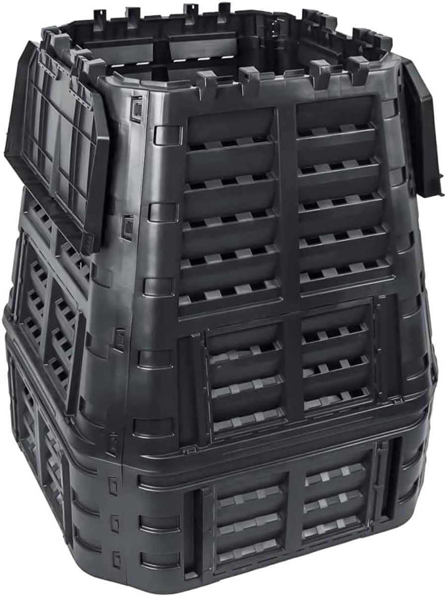 Compostbak Tuin - Afvalbak Composter - Zelf Mest Maken - Hoge Warmteontwikkeling - 740 L - Zwart