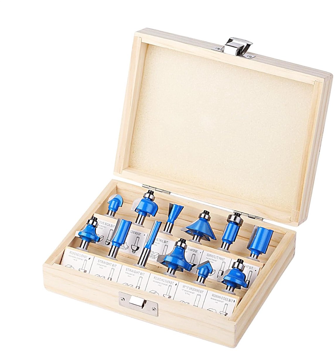 Router Frees Set - Houtbewerking Frezen - Randbewerking Hout - 12 Delige Set - 6 mm - Zilverkleurig