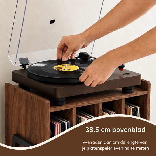 ACAZA LP Opbergsysteem - Platenrek - Platenkast - LP Houder - Vinyl Houder - MDF - Walnoot — afbeelding 4