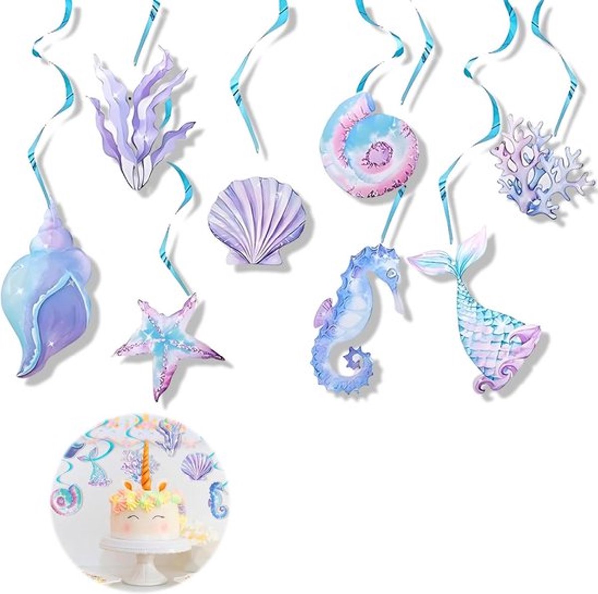 Zeemeermin verjaardagsdecoratie set 8 stuks | Zomer - Allecto Plus