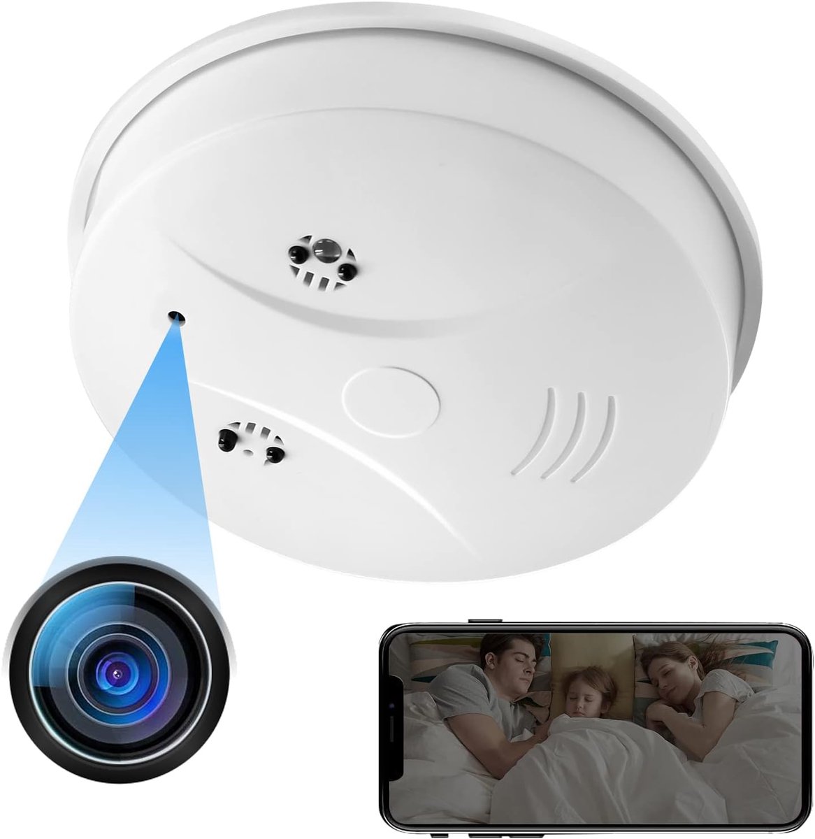 Verborgen Wifi Camera - Rookmelder Camera - Beveiliging Binnen - Dual Band Wifi - Full HD 1080P - Zwart
