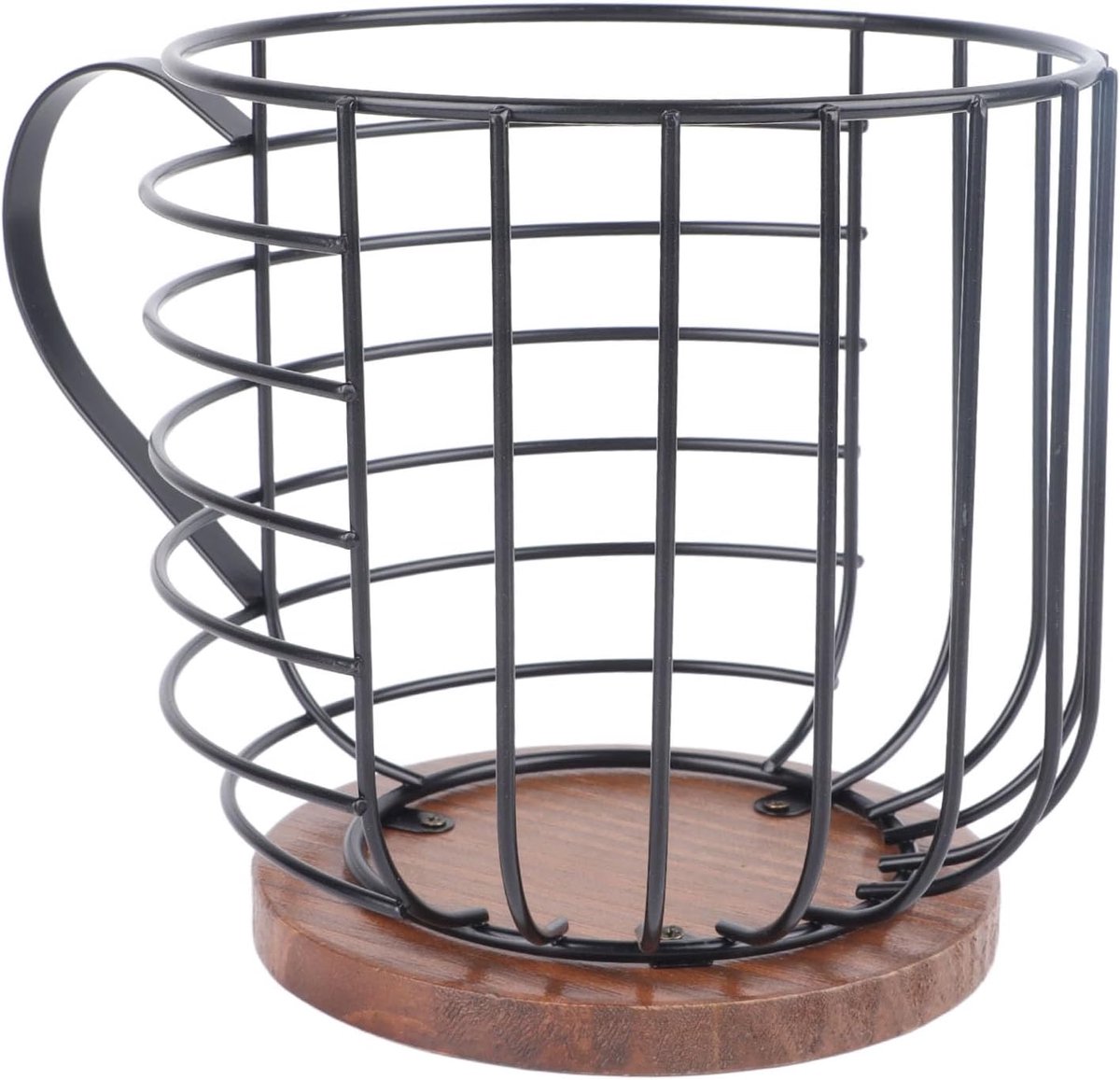 Opbergmand Koffiecapsules - Koffiepadhouder - Keuken Organiseren - Stabiele Houten Basis - 18x17x17 cm - Zwart