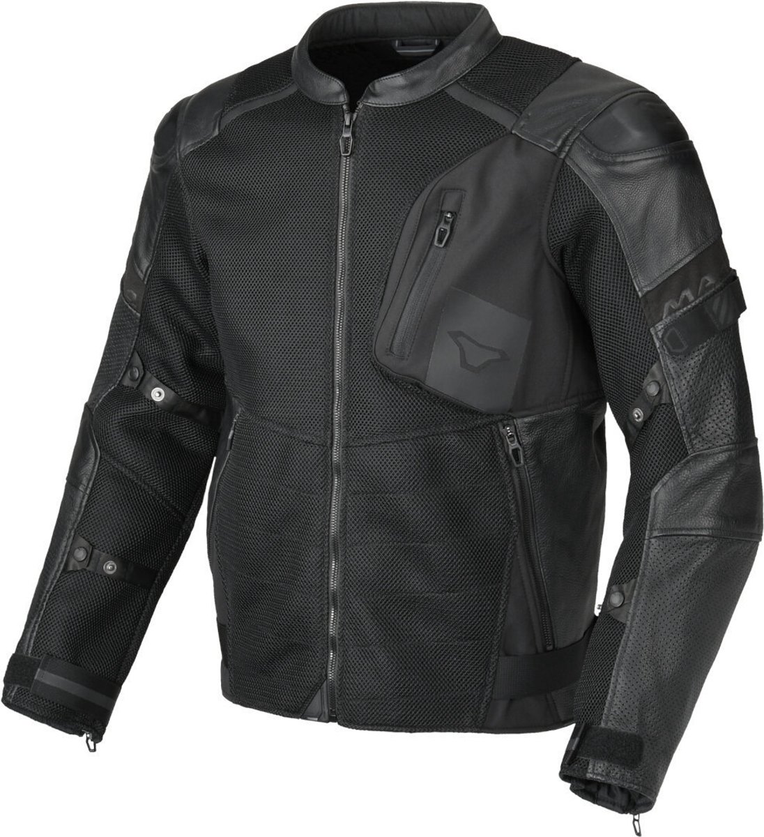 Macna Olsan Solid geperforeerd Motorfiets Leer/Textiel Jas -