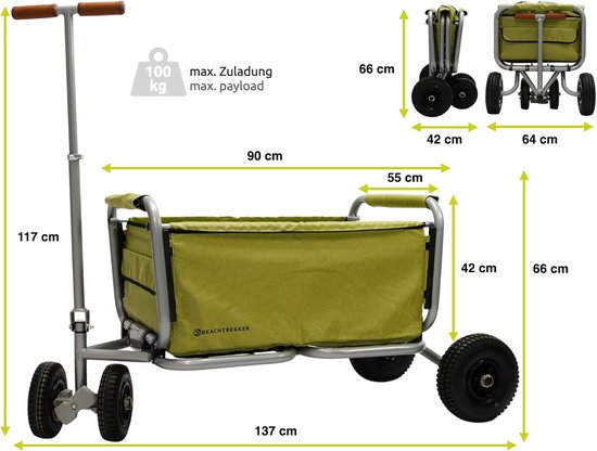 Bolderkar Opvouwbaar Luchtbanden - Strandwagen - Bolderwagen - draag trolley van Merkloos — afbeelding 3