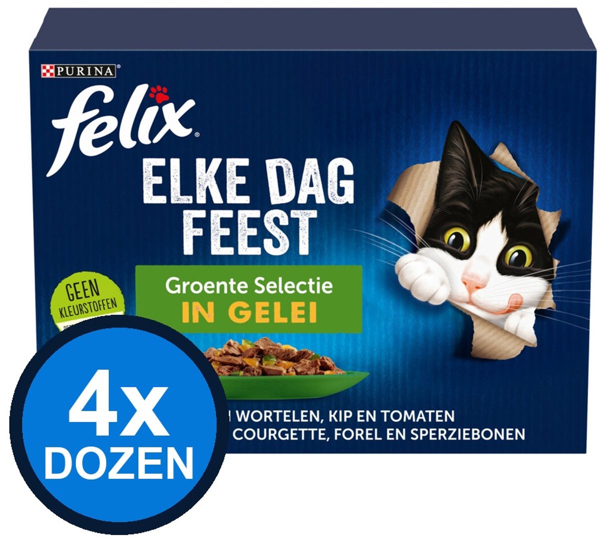 Felix Felix - Elke Dag Feest Groente Selectie in Gelei - Kattenvoer Natvoer - doos 12x85g