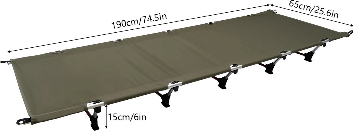 Cherrys Finds - Opvouwbaar Camping Slaapbed - Camping Bed - Veldbed - Stretcher - Campingbedje - 192x65x16cm - Lichtgewicht Outdoor Bed - Eenvoudig Op te Stellen voor Reizen - Wandelen - Thuis en Gastgebruik - Groen